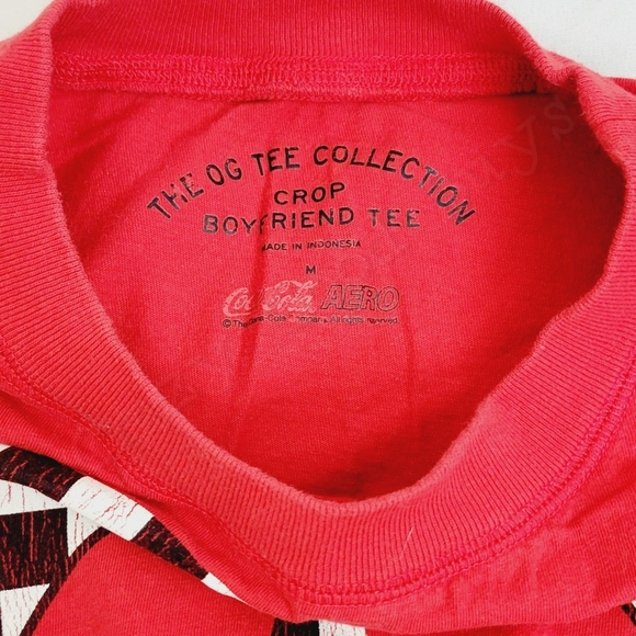 Aero Crop Top Boyfriend OG Tee Collection Shirt Coca-Cola, Medium, Red - Picture 2 of 4